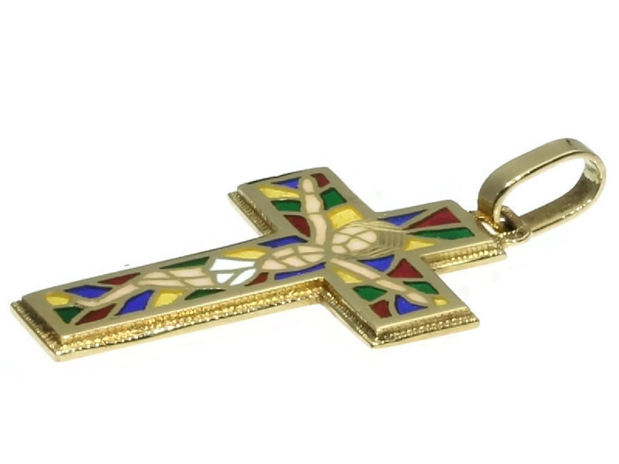 Estate Portuguese cross with plique ajour enamel